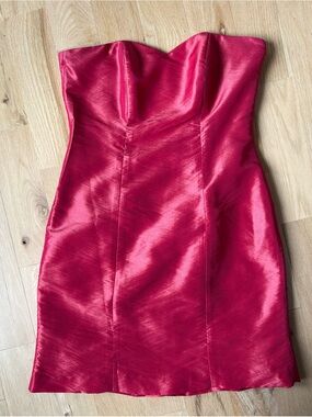 Strapless Shimmer Mini Dress in Rich Red